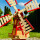 DARLUX Sechseck Doppelstock-Garten-Windmühle aus Holz Natur/ Rot Höhe 93 cm