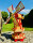 DARLUX Sechseck Doppelstock-Garten-Windmühle aus Holz Natur/ Rot Höhe 93 cm