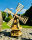 DARLUX Sechseck Doppelstock-Garten-Windmühle aus Holz Natur/ Schwarz H= 93 cm