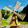 DARLUX Sechseck Doppelstock-Garten-Windmühle aus Holz Natur/ Schwarz H= 93 cm