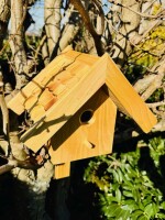 DARLUX Garten Holz Nistkasten Nisthaus Brutstätte für kleine Singvögel Natur/Geflammt Wetterfest