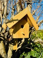 DARLUX Garten Holz Nistkasten Nisthaus Brutstätte für kleine Singvögel Natur/Geflammt Wetterfest