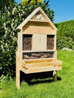 DARLUX Holz Insektenhotel XL Wildbienen Nisthilfe Insektenhaus Blumenkasten