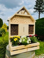 DARLUX Holz Insektenhotel XL Wildbienen Nisthilfe Insektenhaus Blumenkasten
