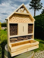 DARLUX Holz Insektenhotel XL Wildbienen Nisthilfe Insektenhaus Blumenkasten