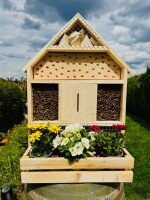 DARLUX Holz Insektenhotel XL Wildbienen Nisthilfe Insektenhaus Blumenkasten