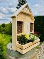 DARLUX Holz Insektenhotel XL Wildbienen Nisthilfe Insektenhaus Blumenkasten