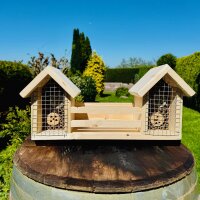 DARLUX Holz Insektenhotel L Wildbienen Nisthilfe Insektenhaus Blumenkasten Natur