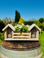 DARLUX Holz Insektenhotel L Wildbienen Nisthilfe Insektenhaus Blumenkasten Natur
