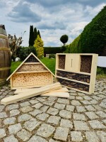 DARLUX Garten Holz Insektenhotel XXL Wildbienen-Nisthilfe Insektenhaus Natur Freistehend