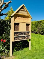 DARLUX Garten Holz Insektenhotel XXL Wildbienen-Nisthilfe Insektenhaus Natur Freistehend