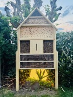DARLUX Garten Holz Insektenhotel XXL Wildbienen-Nisthilfe Insektenhaus Natur Freistehend