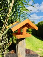 DARLUX Rechteckiges Vogelhaus zum Aufhängen oder Aufstellen Braun/Schwarz Holz