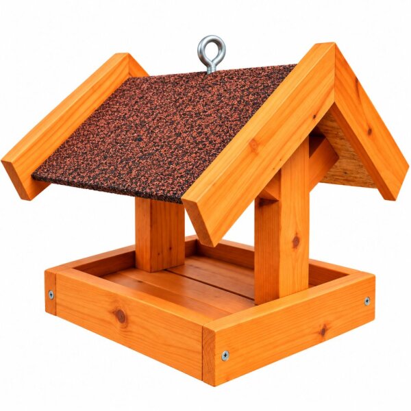 DARLUX Rechteckiges Vogelhaus zum Aufhängen oder Aufstellen Braun/Rot Holz