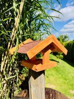 DARLUX Rechteckiges Vogelhaus zum Aufhängen oder Aufstellen Braun/Rot Holz