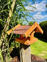 DARLUX Rechteckiges Vogelhaus zum Aufhängen oder Aufstellen Braun/Rot Holz