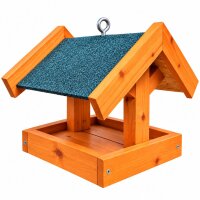 DARLUX Rechteckiges Vogelhaus zum Aufhängen oder Aufstellen Braun/Blau Holz