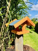DARLUX Rechteckiges Vogelhaus zum Aufhängen oder Aufstellen Braun/Blau Holz
