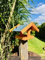 DARLUX Rechteckiges Vogelhaus zum Aufhängen oder Aufstellen Braun/Blau Holz