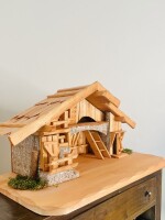 DARLUX Weihnachts- Holz Krippe Dekoration Handgefertigt Holzschnitzerei Jahreszeitliche Dekoration