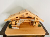 DARLUX Weihnachts- Holz Krippe Dekoration Handgefertigt Holzschnitzerei Jahreszeitliche Dekoration