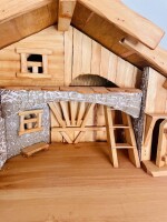 DARLUX Weihnachts- Holz Krippe Dekoration Handgefertigt Holzschnitzerei Jahreszeitliche Dekoration