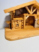 DARLUX Weihnachts- Holz Krippe Dekoration Handgefertigt Holzschnitzerei Jahreszeitliche Dekoration