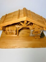 DARLUX Weihnachts- Holz Krippe Dekoration Handgefertigt Holzschnitzerei Jahreszeitliche Dekoration