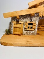 DARLUX Weihnachts- Holz Krippe Dekoration Handgefertigt Holzschnitzerei Jahreszeitliche Dekoration