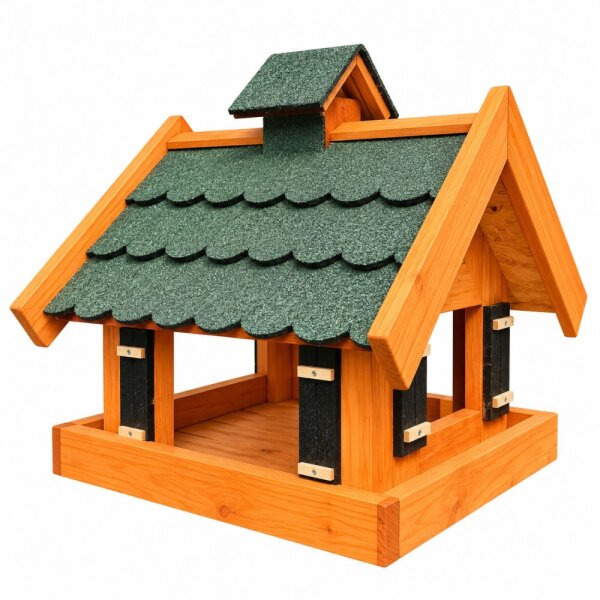 DARLUX Rechteckiges Vogel Futter Haus  Futterstelle Holz Vogelhaus Braun / Grün