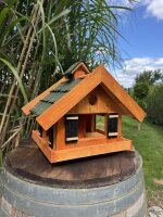 DARLUX Rechteckiges Vogel Futter Haus  Futterstelle Holz Vogelhaus Braun / Grün