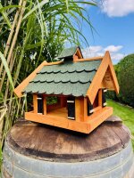 DARLUX Rechteckiges Vogel Futter Haus  Futterstelle Holz Vogelhaus Braun / Grün