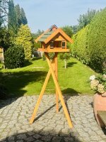 DARLUX Rechteckiges Vogel Futter Haus Holz Vogelhaus + Ständer Braun / Grün