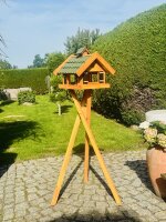 DARLUX Rechteckiges Vogel Futter Haus Holz Vogelhaus + Ständer Braun / Grün
