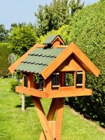 DARLUX Rechteckiges Vogel Futter Haus Holz Vogelhaus + Ständer Braun / Grün