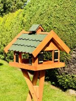 DARLUX Rechteckiges Vogel Futter Haus Holz Vogelhaus + Ständer Braun / Grün