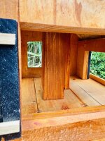 DARLUX Rechteckiges Vogel Futter Haus  Futterstelle Holz Vogelhaus Braun / Blau