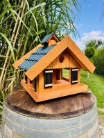 DARLUX Rechteckiges Vogel Futter Haus  Futterstelle Holz Vogelhaus Braun / Blau