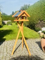 DARLUX Rechteckiges Vogel Futter Haus Holz Vogelhaus + Ständer Braun / Blau