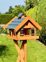 DARLUX Rechteckiges Vogel Futter Haus Holz Vogelhaus + Ständer Braun / Blau