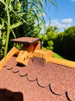 DARLUX Rechteckiges Vogel Futter Haus  Futterstelle Holz Vogelhaus Braun / Rot