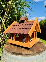 DARLUX Rechteckiges Vogel Futter Haus  Futterstelle Holz Vogelhaus Braun / Rot