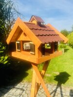 DARLUX Rechteckiges Vogel Futter Haus Holz Vogelhaus + Ständer Braun / Rot